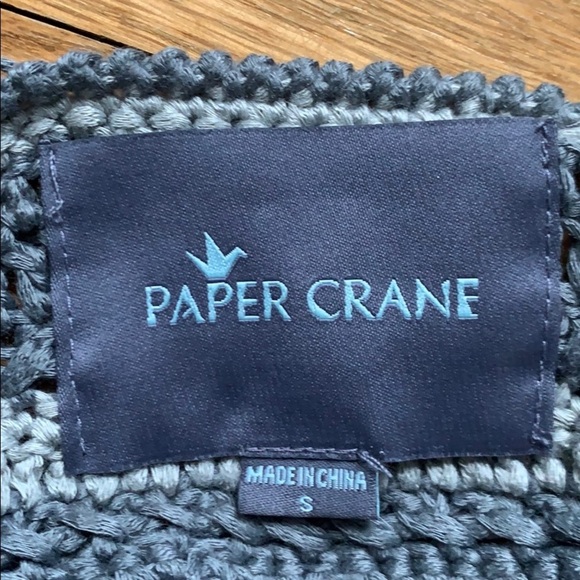 ANTHROPOLOGIE Paper Crane Blue Crochet Fringe Halter Top Small - Picture 5 of 5